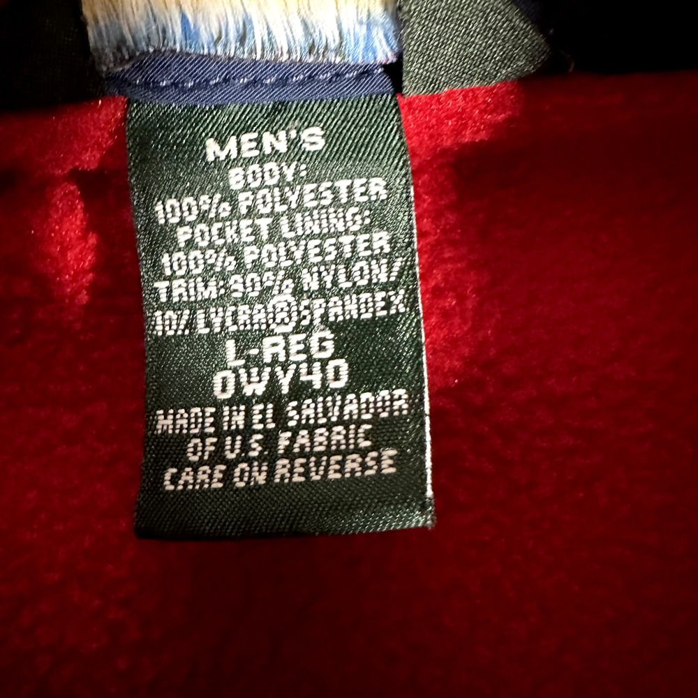 LL Bean Sweater Mens Large Red Fleece Snap Tee Casual Preppy Logo Warm Polyester - Picture 11 of 12